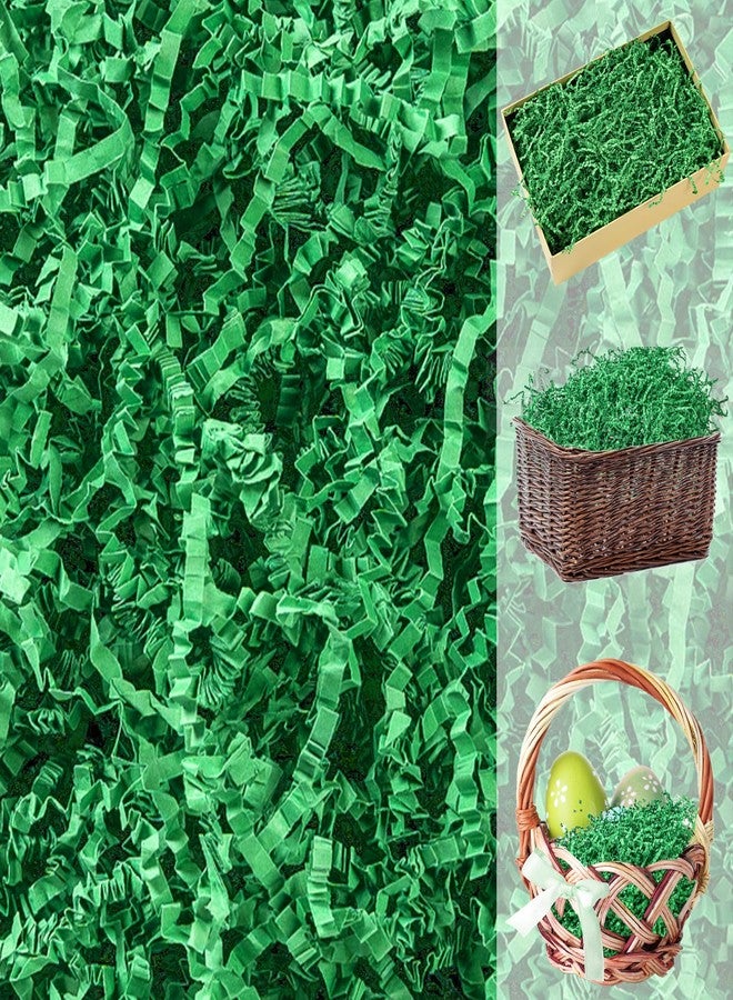 CIPOWM 16oz Easter Grass Crinkle Cut Paper Shred, Green Raffia Paper Shred Filler Shredded Paper Grass for Gift Wrapping Craft DIY Gift Bag Box Filling Party Supply(Dark Green)